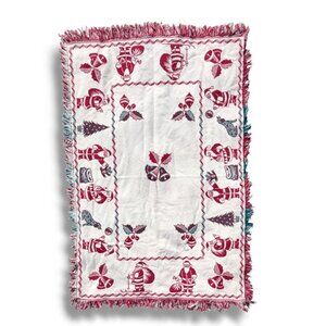 Vintage Santa Claus Christmas Tapestry Throw Blanket Reversible Holiday Decor